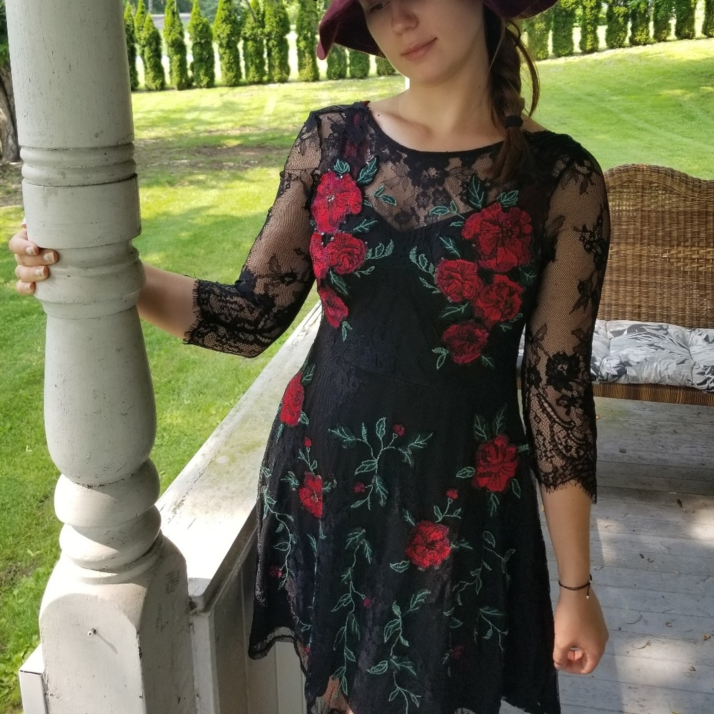 Express lace rose dress